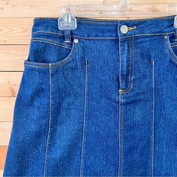 Indigo Stretch Midi Denim Jean Skirt size 10 - Picture 2 of 9